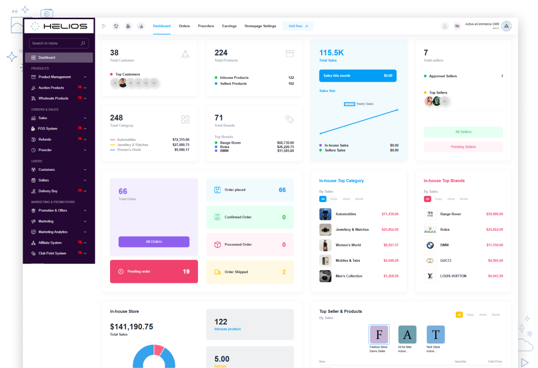 Vrix Commerce admin dashboard interface