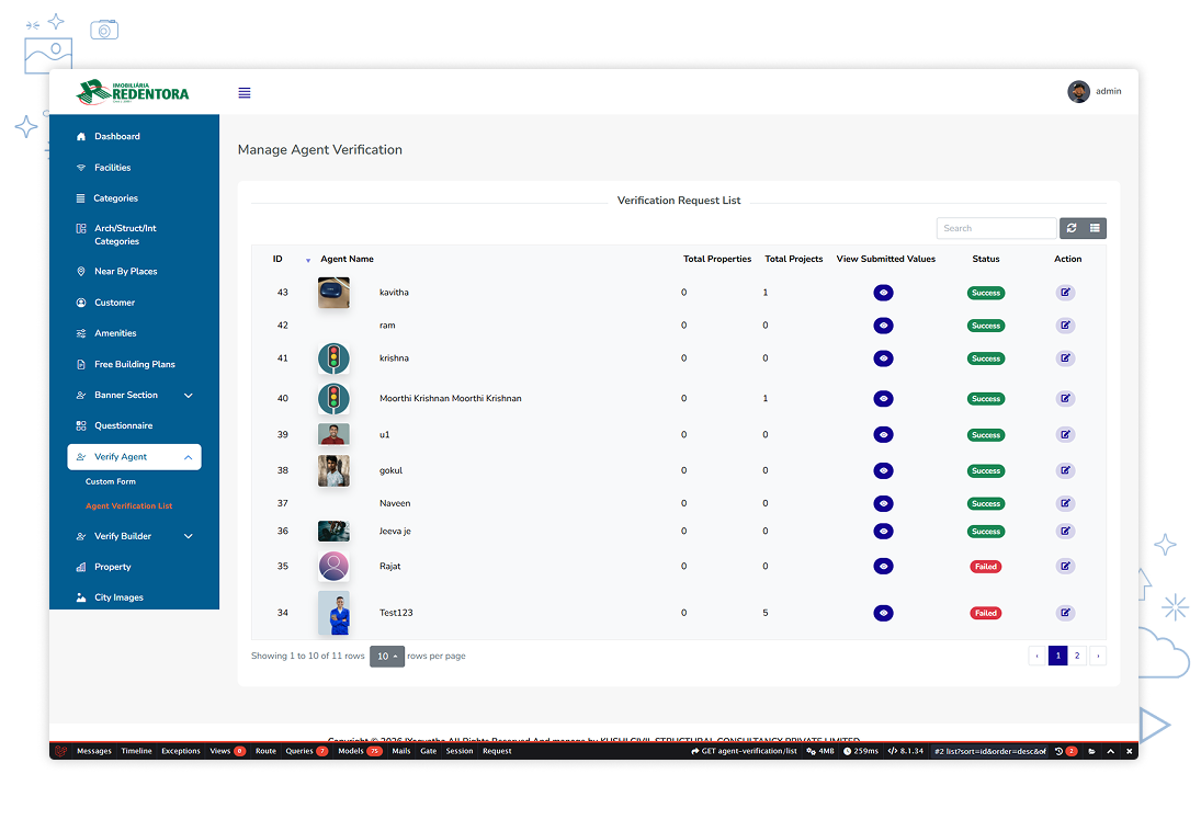 Vrix CRM agent portal interface