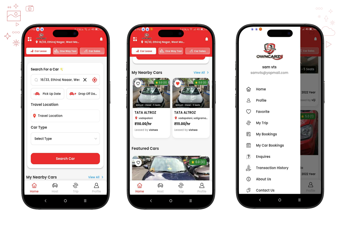Vrix Ride customer app interface