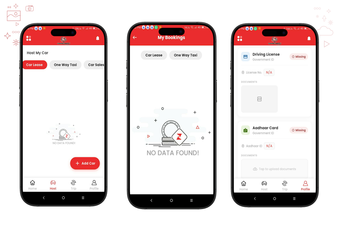 Vrix Ride owner app interface