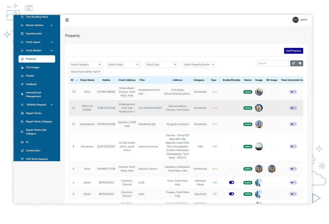 Vrix CRM seller portal interface