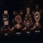 Diagram of an AI agent workflow - chat, reason, build and execute stages